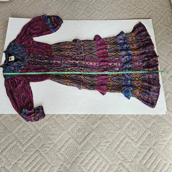 Farm Rio Mixed Tapestry Scarf Maxi Dress Bohemian Eclectic Maximalist S - Picture 14 of 14